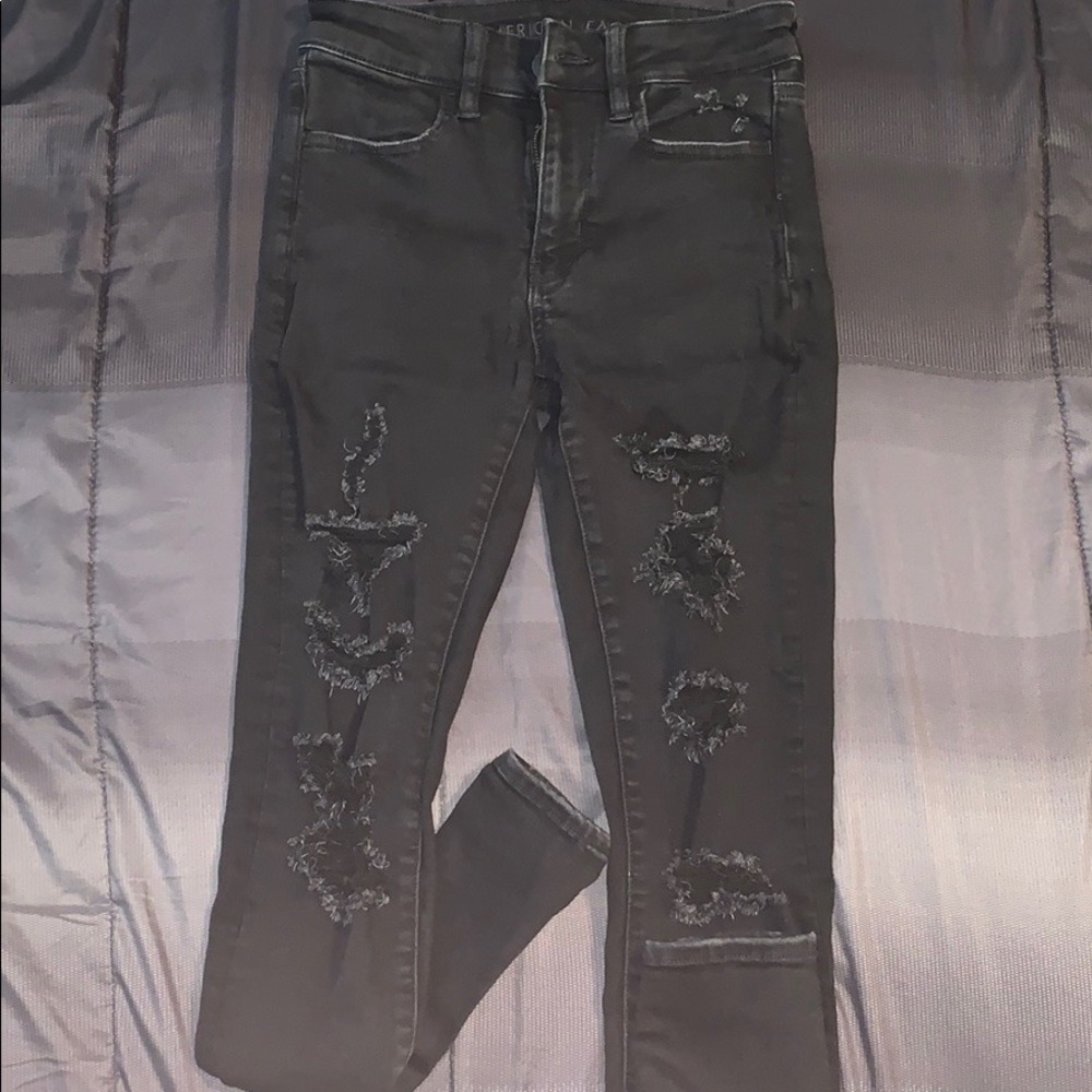 American eagle black ripped jeans